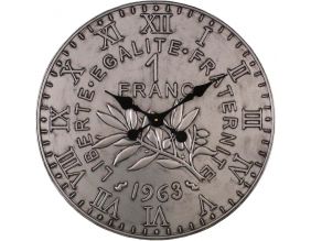 Horloge en fer pièce de monnaie 60 cm (1 franc - Argent)