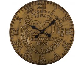 Horloge en fer pièce de monnaie 60 cm (20 centimes - Laiton)