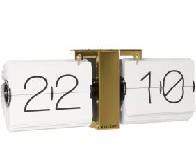 Horloge moderne bicolore Flip No Case (Blanc et doré)