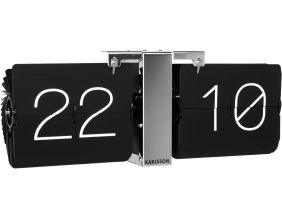 Horloge moderne bicolore Flip No Case (Noir et chrome)