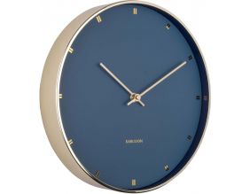 Horloge moderne en métal contour doré (Bleu)