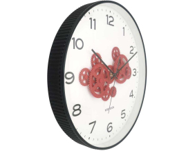 Horloge murale ronde Open Gear (Noir et rouge)