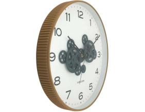 Horloge murale ronde Open Gear (Jaune ocre et bleu foncé)
