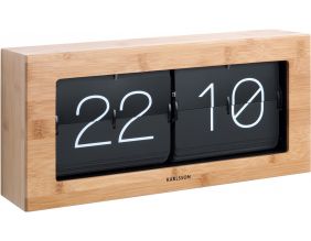 Horloge à poser Flip Box (Bambou et noir)