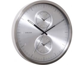Horloge ronde Multiple time 50 cm (Aluminium brossé)