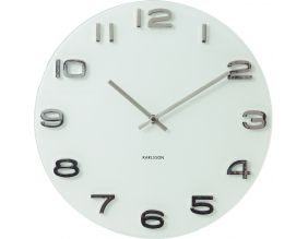 Horloge ronde vintage en verre 35 cm (Blanc)