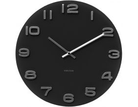 Horloge ronde vintage en verre 35 cm (Noir)