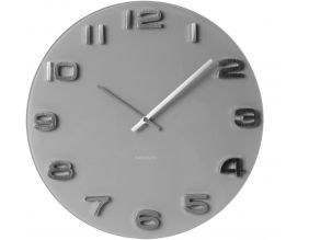 Horloge ronde vintage en verre gris 35 cm