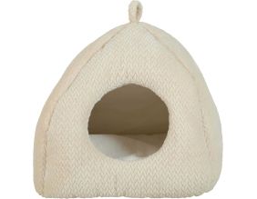 Igloo pour chat en fourrure Olympe 41 x 41 cm (Crème)