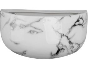 Jardinière murale ovale en céramique marbrée 10.8 x 9.5 cm (Blanc)
