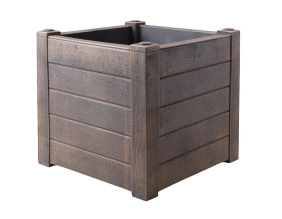 Jardinière en polyéthylène imitation bois Teak (40 x 40 x 40 cm)
