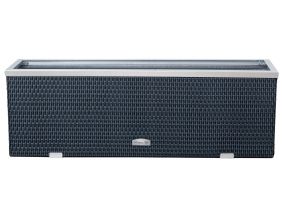 Jardinière en résine tressée avec cadre en aluminium 98 x 25 x 34 cm (Anthracite)