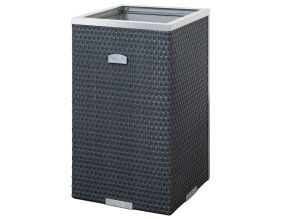 Jardinière en résine tressée avec cadre en aluminium 35 x 35 x 60 cm (Noir)