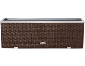 Jardinière en résine tressée avec cadre en aluminium 98 x 25 x 34 cm (Marron)