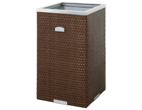 Jardinière en résine tressée avec cadre en aluminium 35 x 35 x 60 cm (Marron)