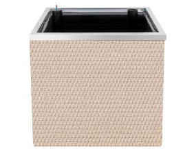 Jardinière en résine tressée avec réserve d'eau et cadre en aluminium 50 x 50 x 43 cm (Beige)