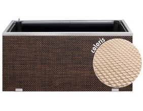 Jardinière en résine tressée avec réserve d'eau et cadre en aluminium 95 x 39 x 43 cm (Beige)