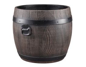 Jardinière ronde en polyéthylène imitation tonneau Bolero (35.5 x 34 cm)