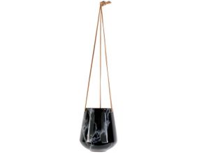 Jardinière suspendue en céramique marbrée 13.5 x 15 cm (Noir)