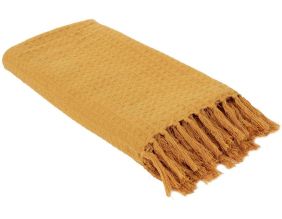 Jeté de canapé gaufré en coton 130 x 160 cm (Ocre)