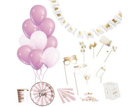 Kit décoration pour baby shower 46 pièces (Rose)