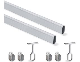 Kit tube de penderie 30 x 15 mm aluminium 115 cm