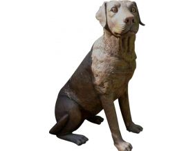 Labrador assis en résine 80 cm (Brun)