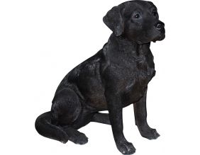 Labrador assis en résine 54 cm (Noir)