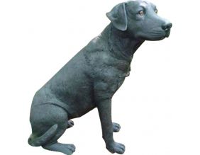 Labrador assis en résine 80 cm (Noir)