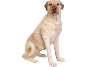 Labrador assis en résine 80 cm (Beige)