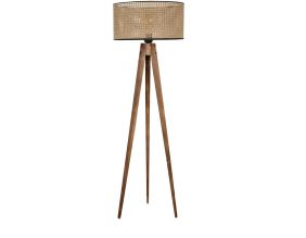 Lampadaire en bois et tissu Tripod