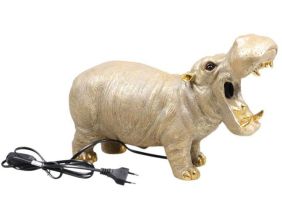 Lampe animal doré en résine (Hippopotame)