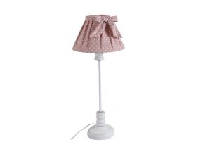 Lampe en bois et coton à pois (Rose)