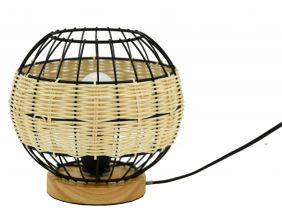 Lampe boule en rotin naturel et métal