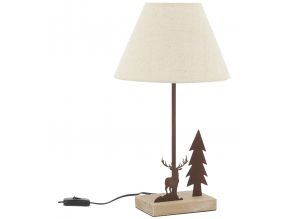 Lampe en métal et bois décor Forêt (1 cerf + 1 sapin)