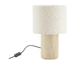 Lampe à poser en bois et coton bouclette (Naturel)