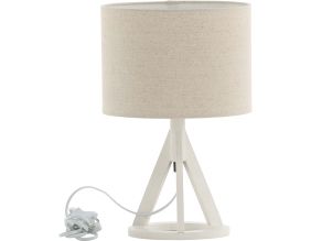 Lampe à poser en hévéa et lin Kona (Blanc)