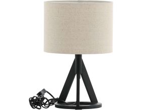 Lampe à poser en hevéa et lin Kona (Noir)