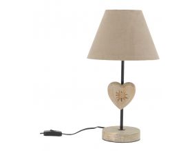 Lampe à poser en métal et bois Coeur