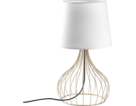Lampe à poser en métal et tissu Telıs (Doré, Blanc)