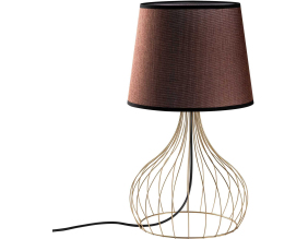 Lampe à poser en métal et tissu Telıs (Doré, Marron)