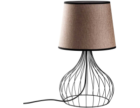 Lampe à poser en métal et tissu Telıs (Noir, Marron clair)