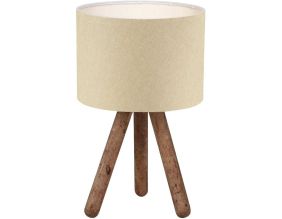 Lampe à poser trepieds bois et tissu Carla (Beige)