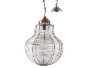 Lampe suspension en métal gris antique et bois (Ampoule)