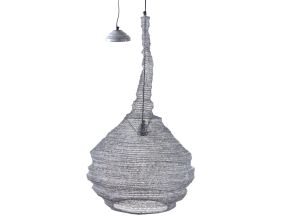 Lampe suspension métal gris blanchi filet de pêche (Diamètre 47cm)