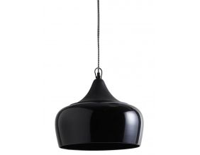 Lampe suspension en métal laqué et bois (Noir)