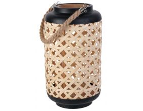 Lanterne en bambou tressé et verre 38 cm