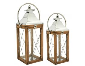 Lanternes en bois et métal (Lot de 2)