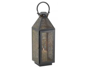 Lanterne carrée en métal noir et doré (Grand modèle)