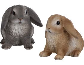 Lapin assis en résine 14 cm (Lot de 2)